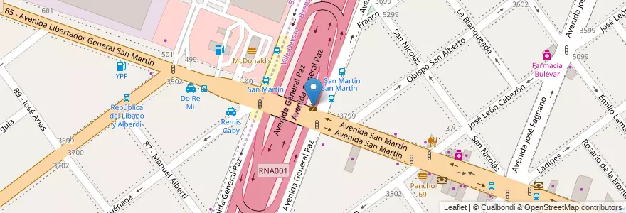 Mapa de ubicacion de Destacamento 6 Comisaría 45º, Villa Devoto en Argentinië, Buenos Aires, Comuna 11.