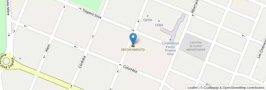 Mapa de ubicacion de DESTACAMENTO en Argentina, Cile, Mendoza, San Rafael, Distrito Ciudad De San Rafael, Departamento San Rafael.