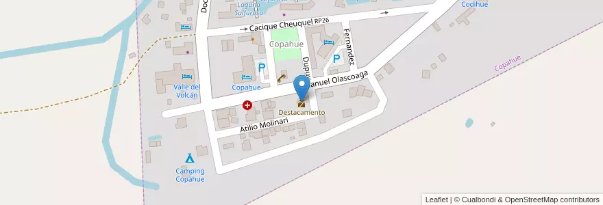 Mapa de ubicacion de Destacamento en Arjantin, Şili, Neuquén, Departamento Ñorquín, Copahue.