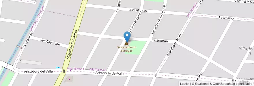 Mapa de ubicacion de Destacamento Benegas en الأرجنتين, تشيلي, Mendoza, Godoy Cruz, Departamento Godoy Cruz, Distrito Las Tortugas.