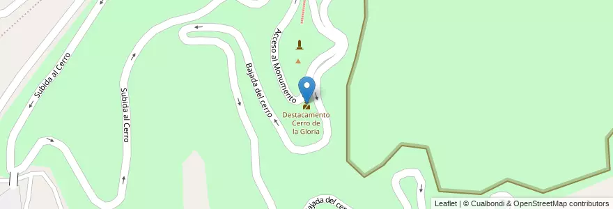 Mapa de ubicacion de Destacamento Cerro de la Gloria en الأرجنتين, تشيلي, Mendoza, Departamento Capital, Sección 9ª Parque General San Martín, Ciudad De Mendoza.