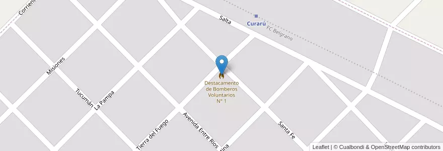 Mapa de ubicacion de Destacamento de Bomberos Voluntarios N° 1 en Arjantin, Buenos Aires, Partido De Carlos Tejedor, Curarú.