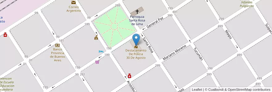 Mapa de ubicacion de Destacamento De Policia 30 De Agosto en Argentina, Provincia Di Buenos Aires, Partido De Trenque Lauquen, Cuartel Treinta De Agosto, Treinta De Agosto.