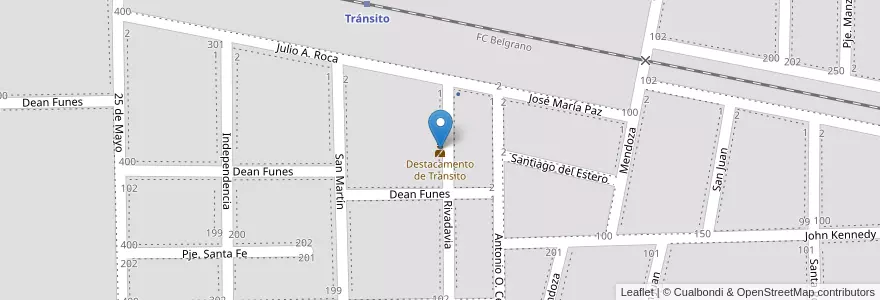 Mapa de ubicacion de Destacamento de Transito en Argentinië, Córdoba, Departamento San Justo, Pedanía San Francisco, Municipio De Tránsito, Tránsito.