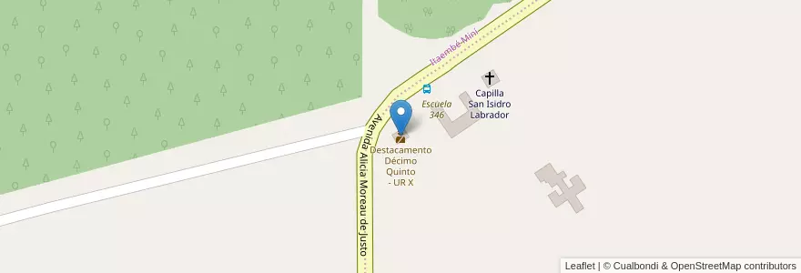 Mapa de ubicacion de Destacamento Décimo Quinto - UR X en アルゼンチン, ミシオネス州, Departamento Capital, Municipio De Posadas.