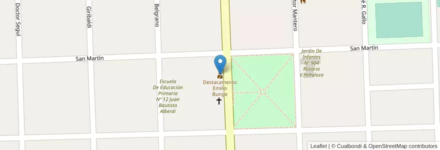 Mapa de ubicacion de Destacamento Emilio Bunge en Arjantin, Buenos Aires, Partido De General Villegas.
