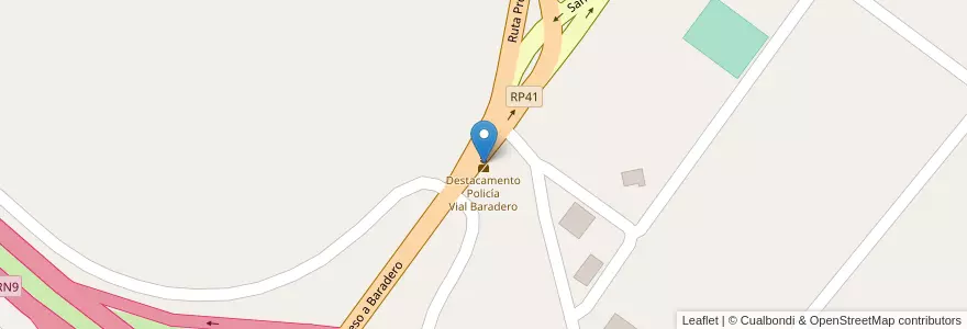 Mapa de ubicacion de Destacamento Policía Vial Baradero en 阿根廷, 布宜诺斯艾利斯省, Partido De Baradero.