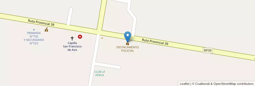 Mapa de ubicacion de DESTACAMENTO POLICIAL en 아르헨티나, Santa Fe, Departamento San Justo, Municipio De La Penca Y Caraguatá.
