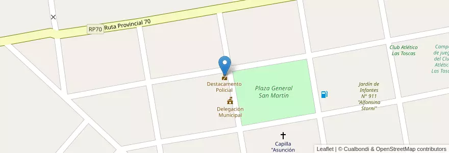 Mapa de ubicacion de Destacamento Policial en Argentina, Provincia Di Buenos Aires, Partido De Lincoln.