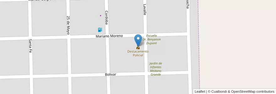 Mapa de ubicacion de Destacamento Policial en Аргентина, Кордова, Departamento General Roca, Pedanía Italó, Municipio De Italó, Italó.