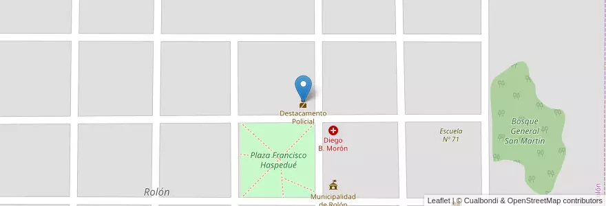 Mapa de ubicacion de Destacamento Policial en Arjantin, La Pampa, Departamento Atreucó, Municipio De Rolón, Rolón.
