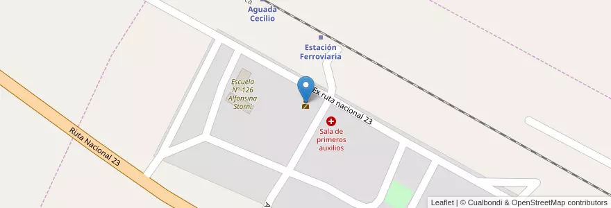 Mapa de ubicacion de Destacamento Policial en Arjantin, Río Negro, Departamento Valcheta, Aguada Cecilio.