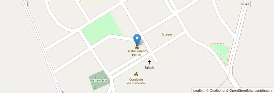 Mapa de ubicacion de Destacamento Policial en 아르헨티나, 칠레, 네우켄주, Departamento Collón Curá, Comisión De Fomento De Santo Tomás, Santo Tomás.