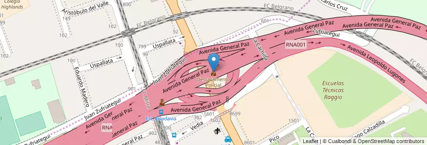 Mapa de ubicacion de Destacamento Policial, Nuñez en アルゼンチン, Ciudad Autónoma De Buenos Aires, ブエノスアイレス, Comuna 13, Vicente López.