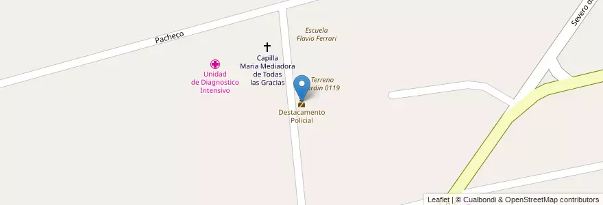 Mapa de ubicacion de Destacamento Policial en Argentina, Cile, Mendoza, Departamento Guaymallén, Distrito Puente De Hierro.