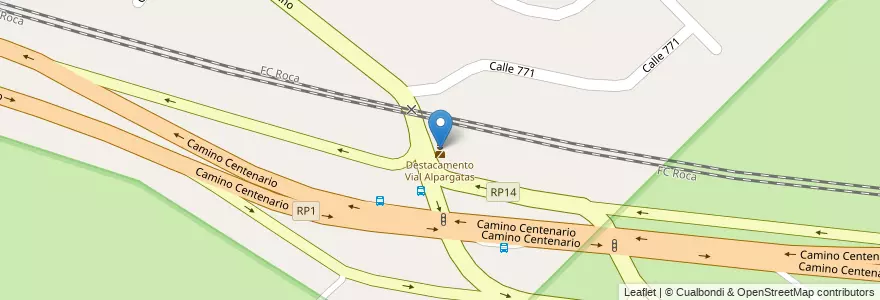 Mapa de ubicacion de Destacamento Vial Alpargatas en Arjantin, Buenos Aires, Partido De Berazategui, Pereyra.