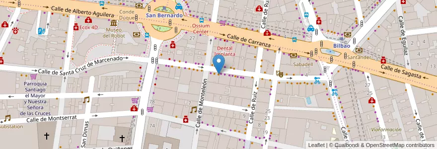 Mapa de ubicacion de Destino Malasaña en 西班牙, Comunidad De Madrid, Comunidad De Madrid, Área Metropolitana De Madrid Y Corredor Del Henares, Madrid.