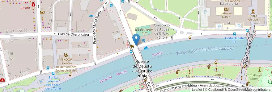 Mapa de ubicacion de Deusto en España, Euskadi, Bizkaia, Bilboaldea, Bilbao.