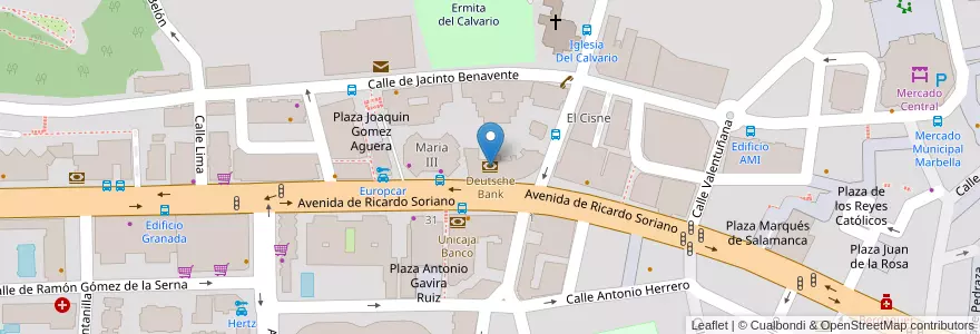 Mapa de ubicacion de Deutsche Bank en Espanha, Andaluzia, Málaga, Costa Del Sol Occidental, Marbella.