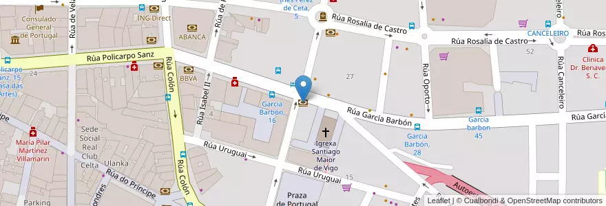 Mapa de ubicacion de Deutsche Bank en Espagne, Galice, Pontevedra, Vigo, Vigo.