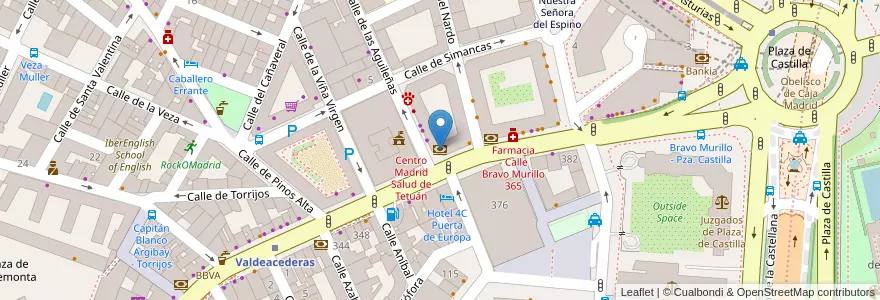 Mapa de ubicacion de Deutsche Bank en اسپانیا, بخش خودمختار مادرید, بخش خودمختار مادرید, Área Metropolitana De Madrid Y Corredor Del Henares, مادرید.