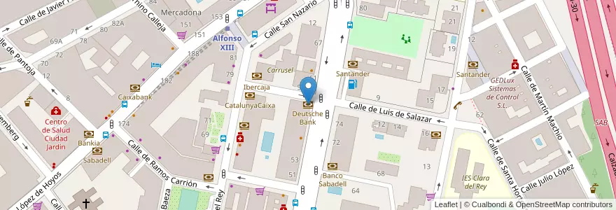 Mapa de ubicacion de Deutsche Bank en Espanha, Comunidade De Madrid, Comunidade De Madrid, Área Metropolitana De Madrid Y Corredor Del Henares, Madrid.