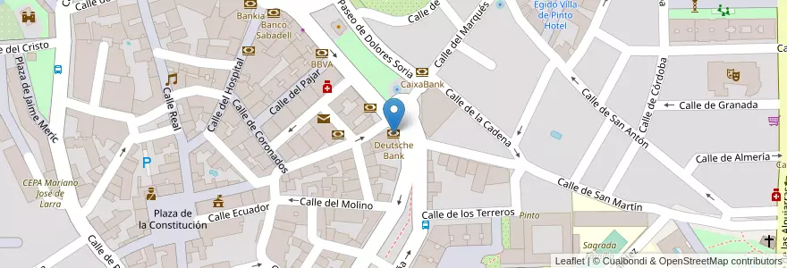 Mapa de ubicacion de Deutsche Bank en إسبانيا, منطقة مدريد, منطقة مدريد, Área Metropolitana De Madrid Y Corredor Del Henares, Pinto.