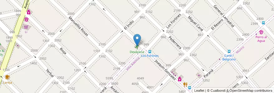 Mapa de ubicacion de Devayana en アルゼンチン, ブエノスアイレス州, Partido De San Isidro, Villa Adelina.
