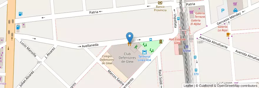 Mapa de ubicacion de DF Restó en Argentina, Buenos Aires, Partido De Almirante Brown, Glew.