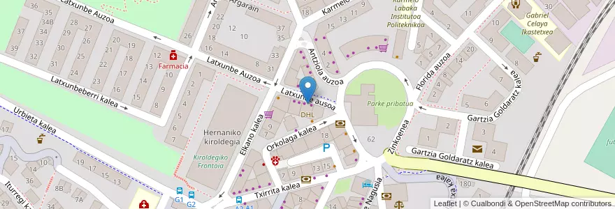Mapa de ubicacion de DHL en スペイン, バスク州, Gipuzkoa, Donostialdea, Hernani.