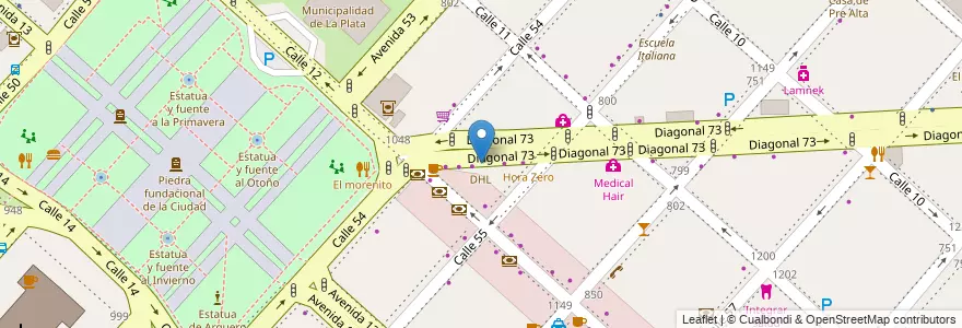 Mapa de ubicacion de DHL, Casco Urbano en アルゼンチン, ブエノスアイレス州, Partido De La Plata, La Plata.