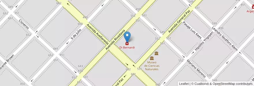 Mapa de ubicacion de Di Bernardi en Argentinië, Buenos Aires, Partido De Las Flores, Las Flores.
