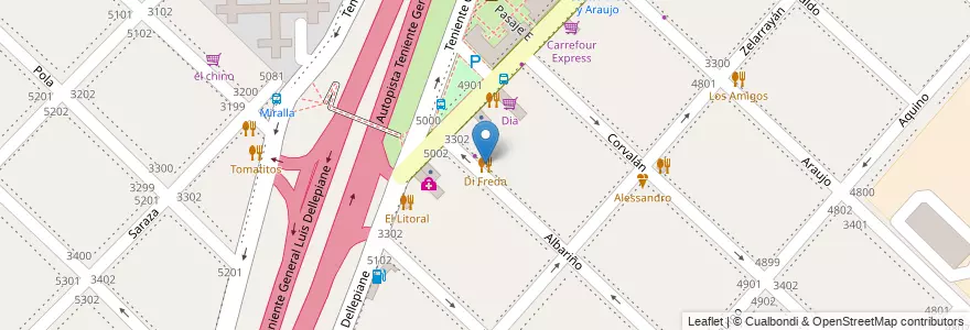 Mapa de ubicacion de Di Freda, Villa Lugano en Argentina, Ciudad Autónoma De Buenos Aires, Buenos Aires, Comuna 8.