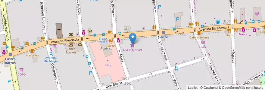 Mapa de ubicacion de Dia % Market, Almagro en آرژانتین, Ciudad Autónoma De Buenos Aires, Comuna 5, Buenos Aires.