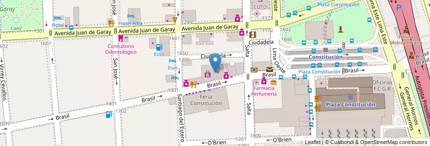 Mapa de ubicacion de Dia Market, Constitucion en Argentine, Ciudad Autónoma De Buenos Aires, Comuna 4, Comuna 1, Buenos Aires.