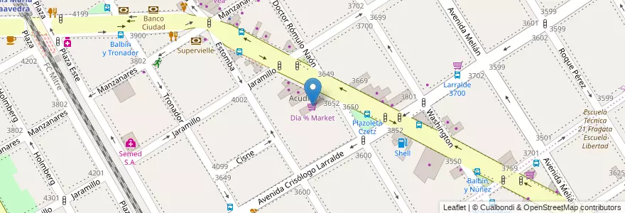 Mapa de ubicacion de Día % Market, Saavedra en Argentina, Ciudad Autónoma De Buenos Aires, Comuna 12, Buenos Aires.