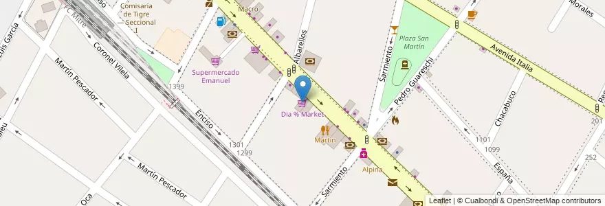 Mapa de ubicacion de Dia % Market en Argentina, Provincia Di Buenos Aires, Partido De Tigre, Tigre.