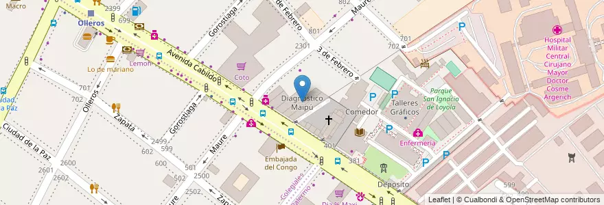 Mapa de ubicacion de Diagnóstico Maipú, Palermo en Arjantin, Ciudad Autónoma De Buenos Aires, Buenos Aires, Comuna 14.