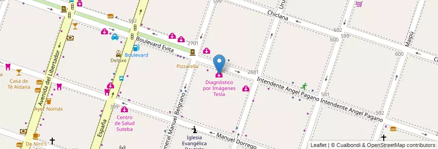 Mapa de ubicacion de Diagnóstico por Imágenes Tesla en Arjantin, Buenos Aires, Partido De Moreno, Moreno.