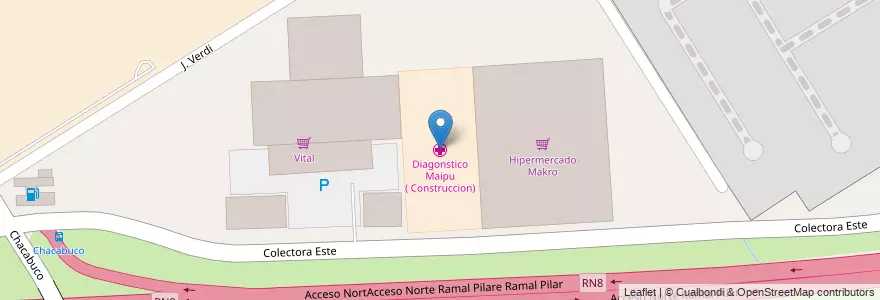 Mapa de ubicacion de Diagonstico Maipu ( Construccion) en アルゼンチン, ブエノスアイレス州, Partido Del Pilar, La Lonja.