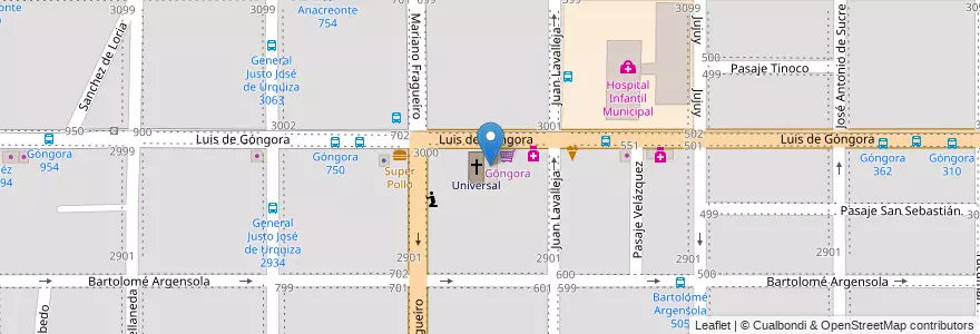 Mapa de ubicacion de Diamond's Gym en アルゼンチン, コルドバ州, Departamento Capital, Pedanía Capital, Córdoba, Municipio De Córdoba.