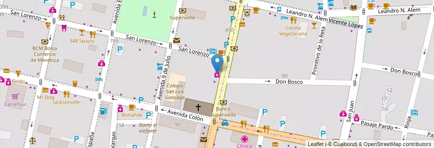 Mapa de ubicacion de Diaz Martos en Аргентина, Чили, Мендоса, Departamento Capital, Sección 2ª Barrio Cívico, Ciudad De Mendoza.