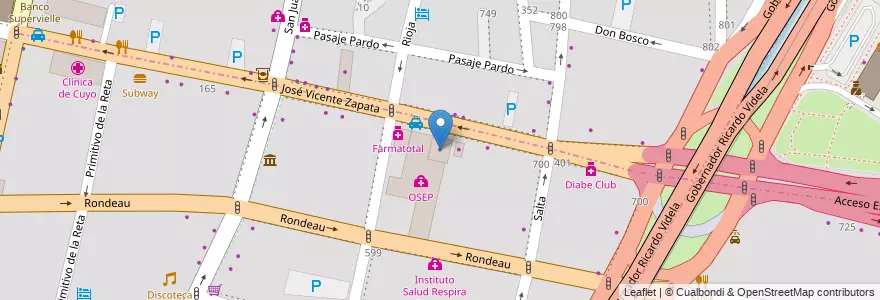 Mapa de ubicacion de Dieccion de Personeria Juridica en Argentina, Chile, Mendoza, Departamento Capital, Sección 2ª Barrio Cívico, Ciudad De Mendoza.