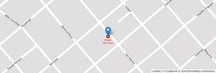 Mapa de ubicacion de Diego Montoya en Аргентина, Кордова, Departamento San Justo, Pedanía Sacanta, Municipio De Las Varillas, Las Varillas.
