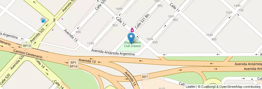 Mapa de ubicacion de Diego Rivera Club Urbano, Tolosa en アルゼンチン, ブエノスアイレス州, Partido De La Plata, Tolosa.