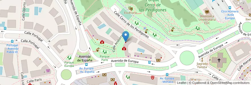 Mapa de ubicacion de Dien-t en إسبانيا, منطقة مدريد, منطقة مدريد, Área Metropolitana De Madrid Y Corredor Del Henares, Pozuelo De Alarcón.