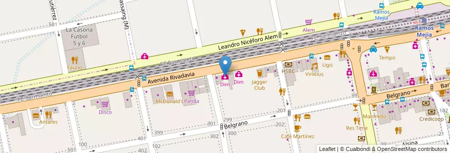 Mapa de ubicacion de Dim en 阿根廷, 布宜诺斯艾利斯省, Partido De La Matanza, Ramos Mejía.