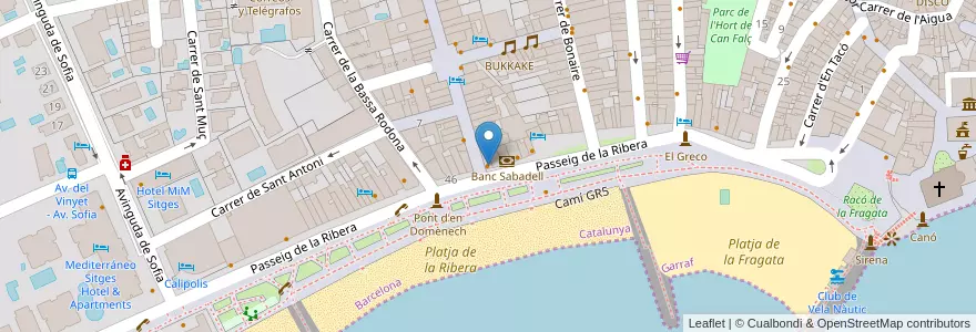 Mapa de ubicacion de Dino en Sepanyol, Catalunya, Barcelona, Garraf, Sitges.