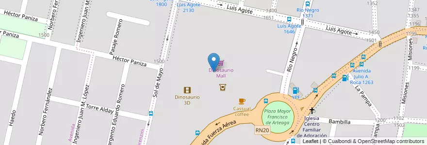 Mapa de ubicacion de Dinosaurio Mall en Arjantin, Córdoba, Departamento Capital, Pedanía Capital, Córdoba, Municipio De Córdoba.