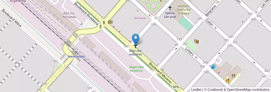 Mapa de ubicacion de Dios con nosotros en الأرجنتين, Córdoba, Departamento Tercero Arriba, Pedanía Punta Del Agua, Municipio De Hernando, Hernando.